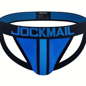 JOCKMAIL Men's Black and Blue Jockstrap Briefs